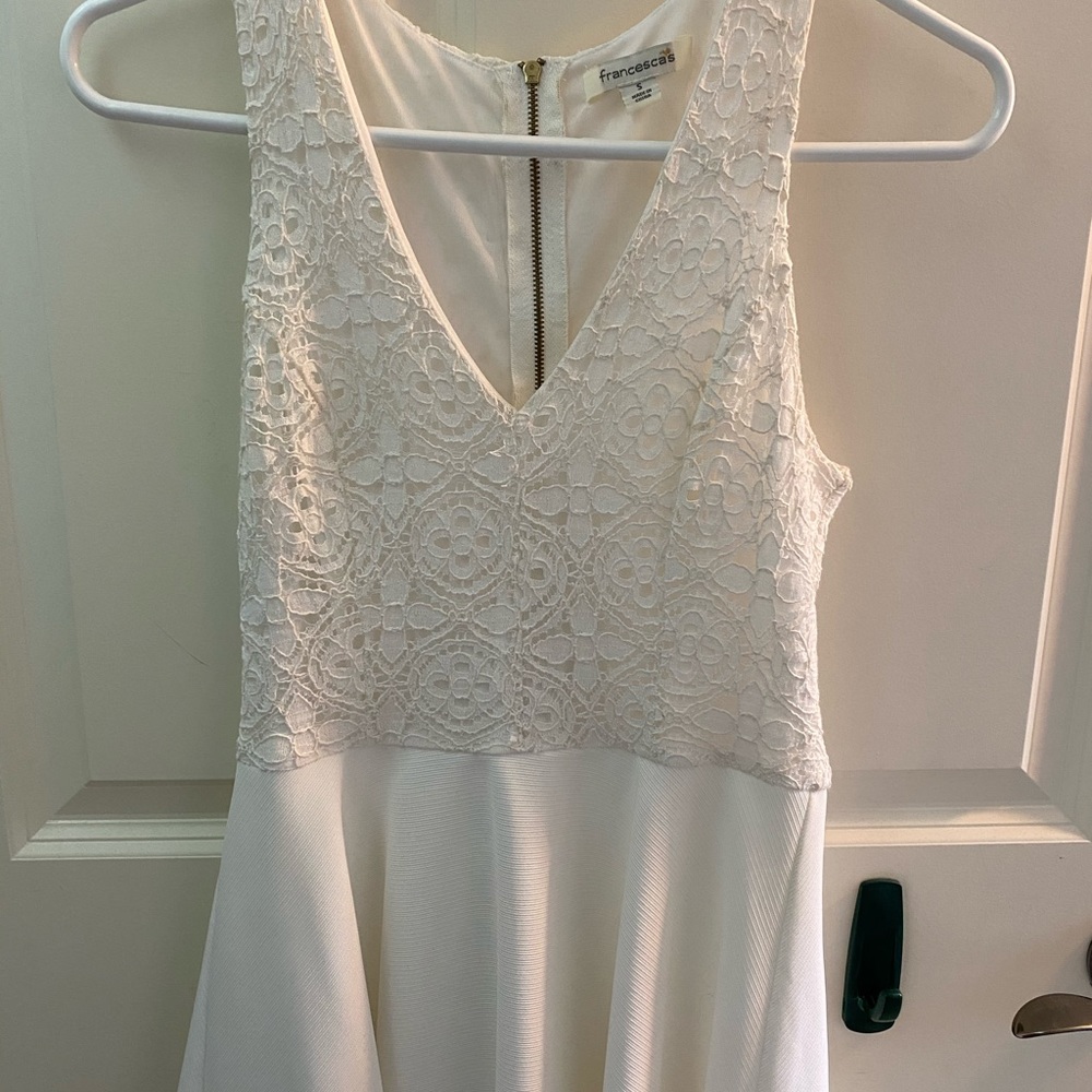 Formal white dress.